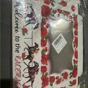 Horse Racing Themed Picture Frame with Red Roses